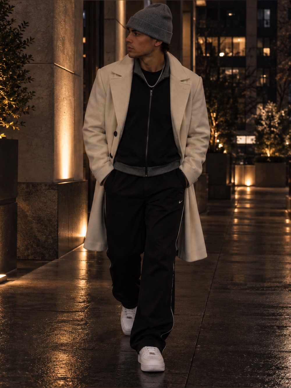 Alfani Black Jacket with Gray Hood Trim